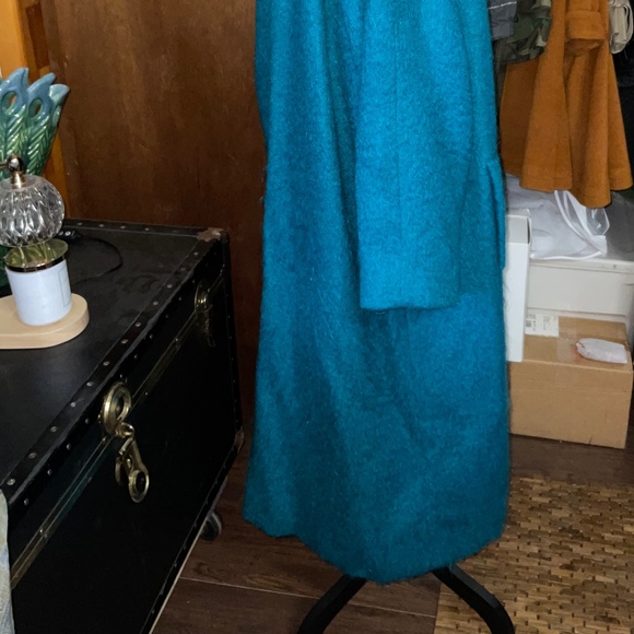 Vintage Green Blue Mohair Duster Coat - Picture 5 of 9